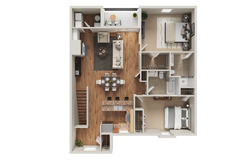 Floor plan for 2 beds, 2 baths, 1194 sqft