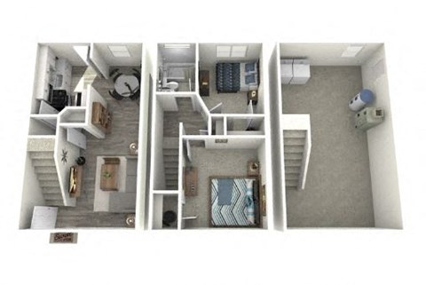 Floor plan for 2 beds, 1 bath, 950 sqft