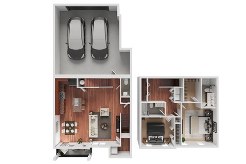 Floor plan for 2 beds, 2 baths, 1510 sqft