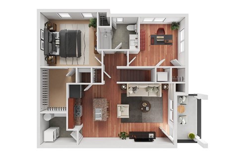 Floor plan for 2 beds, 1 bath, 1001 sqft