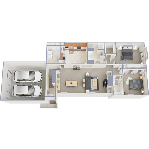 Floor plan for 2 beds, 2 baths, 1550 sqft