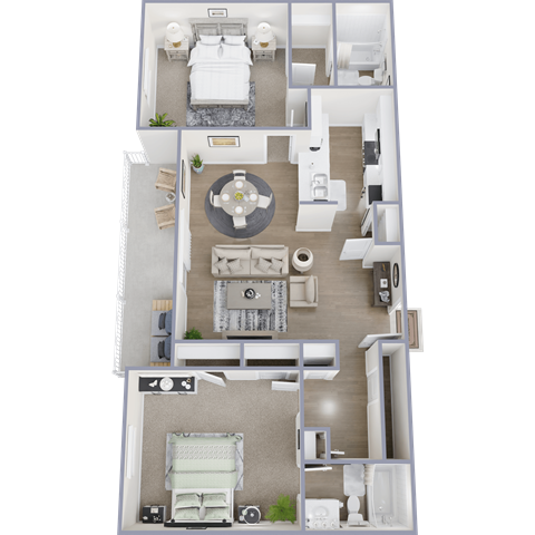Floor plan for 2 beds, 2 baths, 1010 sqft