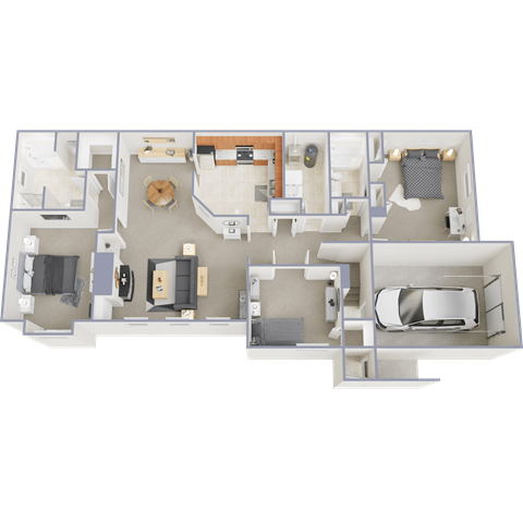 Floor plan for 3 beds, 2 baths, 1775 sqft