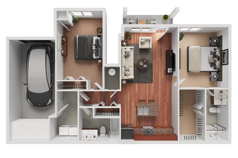 Floor plan for 2 beds, 2 baths, 1202 sqft