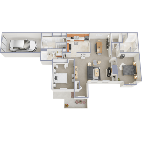 Floor plan for 2 beds, 2 baths, 1518 sqft