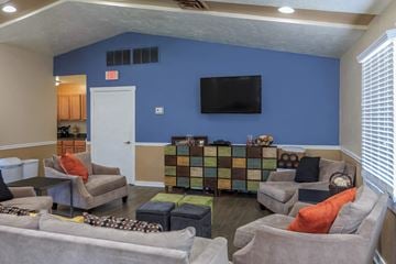 Lynchburg apartment for rent - a living room with a blue wall and furniture