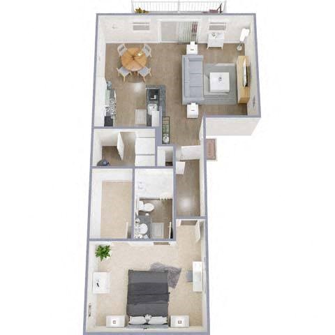 Floor plan for 1 bed, 1 bath, 806 sqft