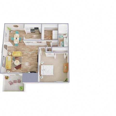 Floor plan for 1 bed, 1 bath, 814 sqft