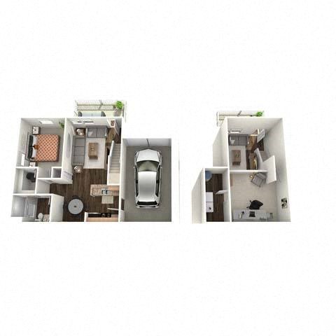 Floor plan for 1 bed, 1 bath, 865 sqft