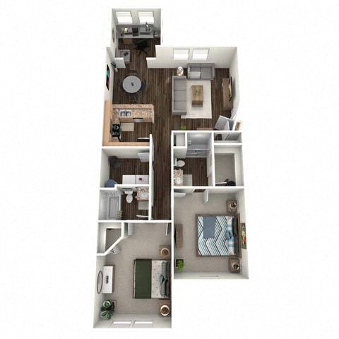 Floor plan for 2 beds, 2 baths, 1200 sqft