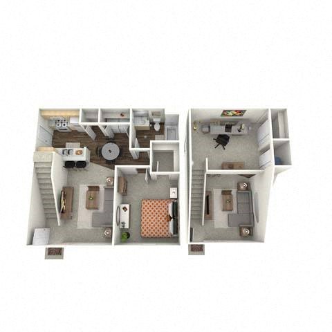 Floor plan for 1 bed, 1 bath, 865 sqft