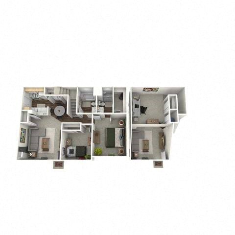 Floor plan for 2 beds, 2 baths, 1050 sqft
