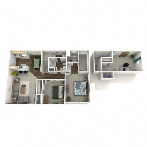 Floor plan for 3 beds, 2 baths, 1180 sqft