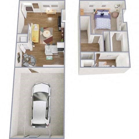 Floor plan for 1 bed, 1 bath, 790 sqft