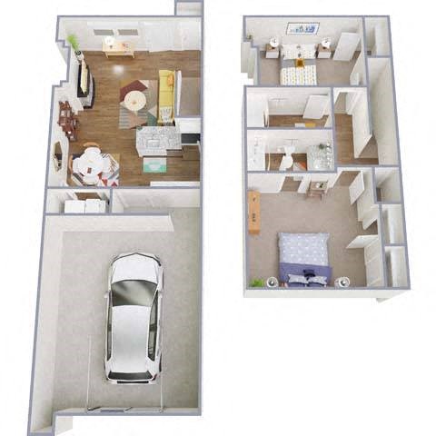 Floor plan for 2 beds, 2 baths, 1150 sqft