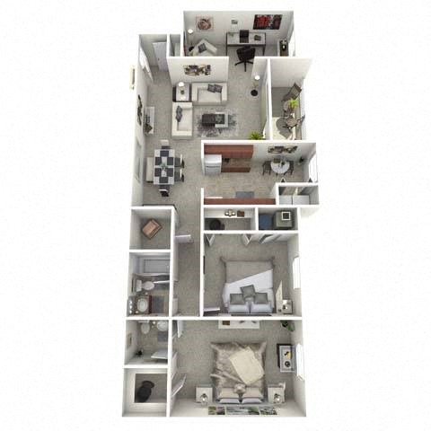 Floor plan for 2 beds, 1.5 baths, 1206 sqft