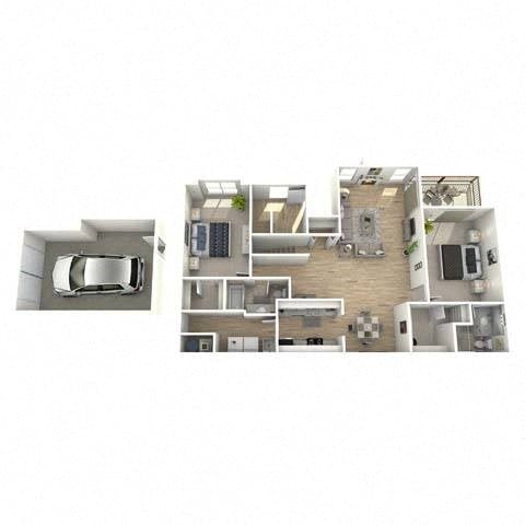 Floor plan for 2 beds, 2 baths, 1400 sqft