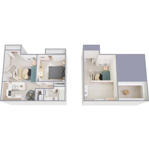 Floor plan for 1 bed, 1 bath, 880 sqft