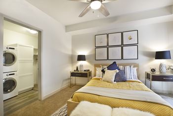 Bedroom with lamp