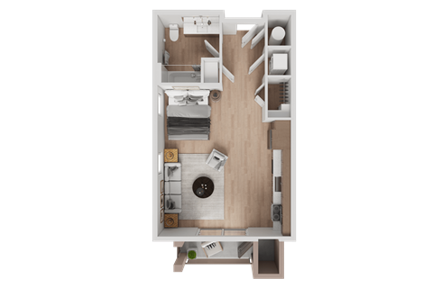 Floor plan for studio, 1 bath, 510 sqft