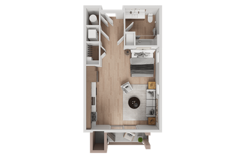 Floor plan for studio, 1 bath, 510 sqft