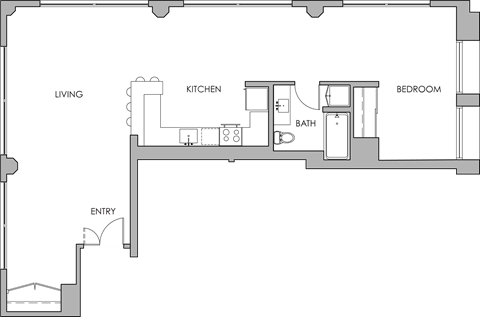 Floor plan for studio, 1 bath, 1133 sqft