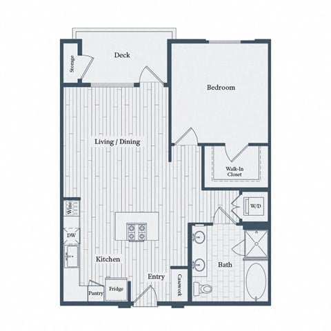 Floor plan for 1 bed, 1 bath, 819 sqft