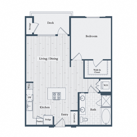 Floor plan for 1 bed, 1 bath, 819 sqft