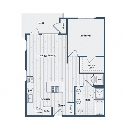 Floor plan for 1 bed, 1 bath, 823 sqft