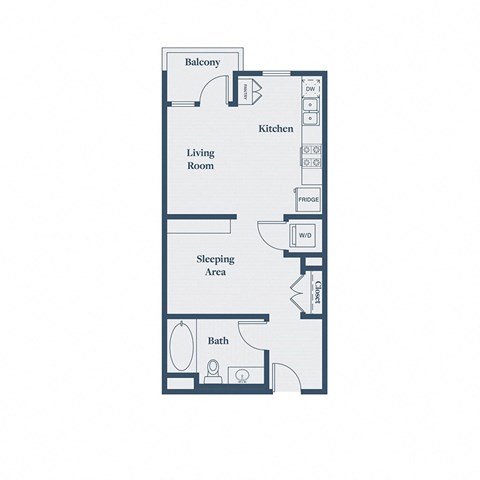 Floor plan for studio, 1 bath, 560 sqft