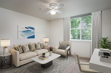 Portland apartment for rent - a living room with a couch and a table