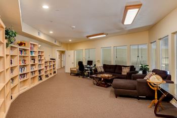 Library for quiet reading or book club meetings