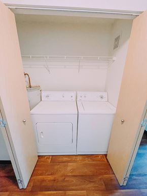 Hillsboro apartment for rent - A laundry room with a washer and dryer.