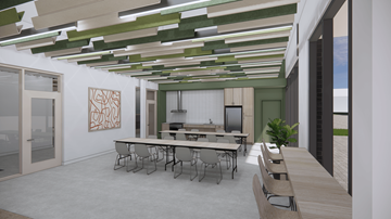 Portland apartment for rent - A conference room with a long table and chairs.