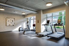 Portland apartment for rent - A gym with treadmills and exercise bikes.