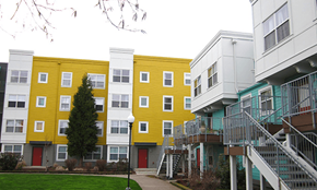Portland apartment for rent - a group of buildings with different colors on them