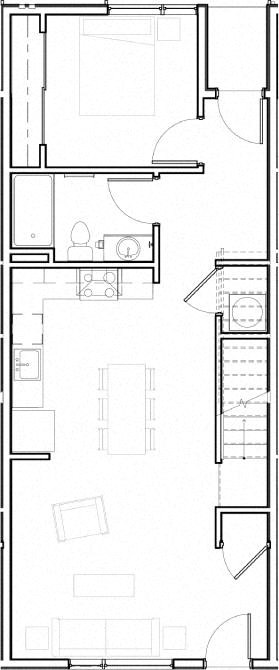 Floor plan for 3 beds, 2 baths, 1290 sqft