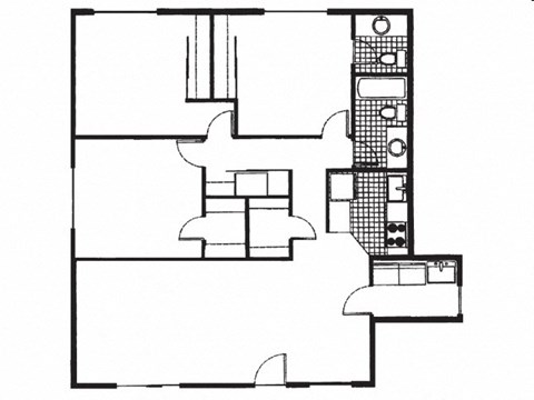 Floor plan for 3 beds, 1 bath, 1185 sqft