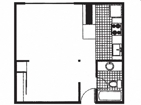 Floor plan for studio, 1 bath, 462 sqft
