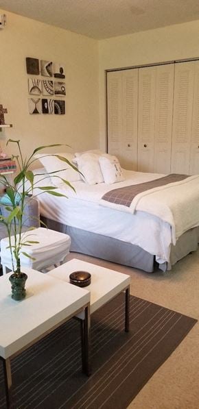 Cutler Bay apartment for rent - comfortable bedroom with bed, closet, and decor