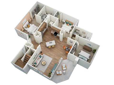 Floor plan for 3 beds, 2 baths, 1476 sqft