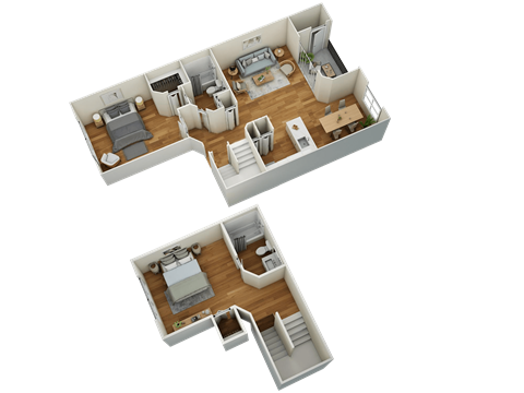 Floor plan for 2 beds, 2 baths, 1174 sqft