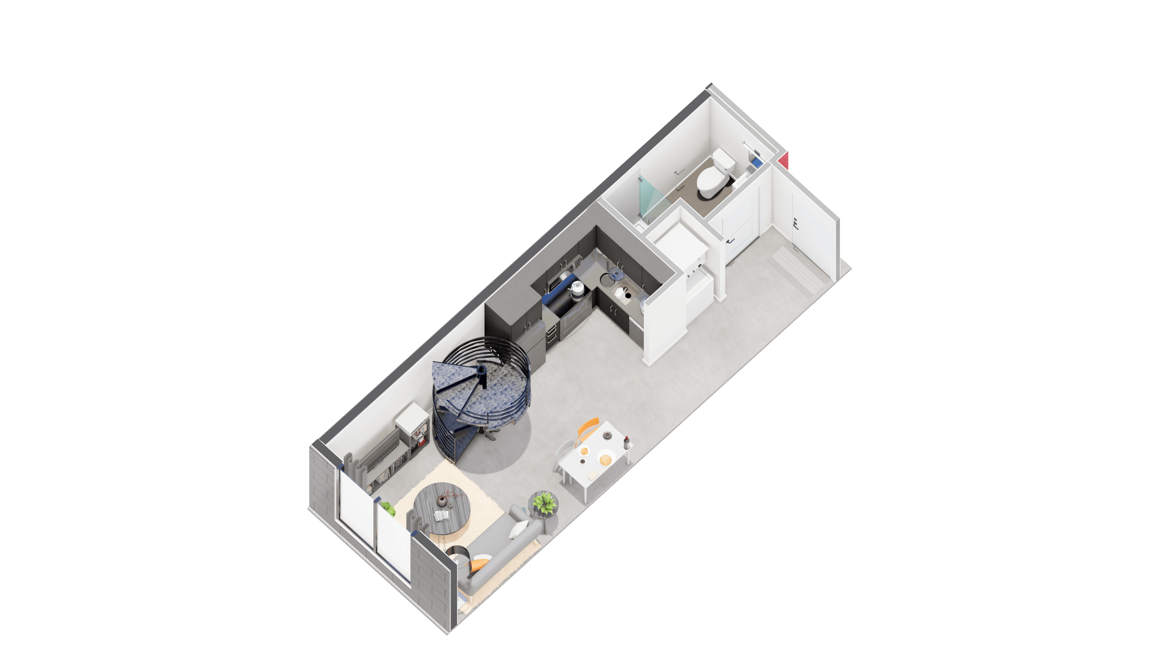 Floor plan for studio, 1 bath, 525 sqft