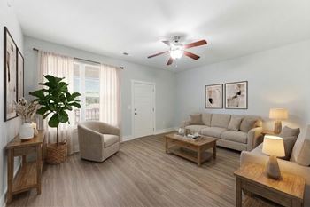 Rich hardwood & plush carpeting flooring