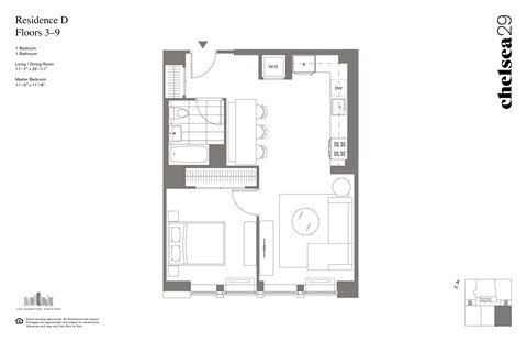 Floor plan for 1 bed, 1 bath, 724 sqft