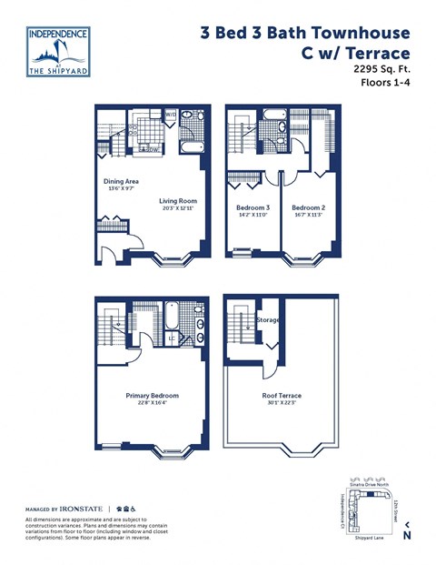Floor plan for 3 beds, 3 baths, 2295 sqft