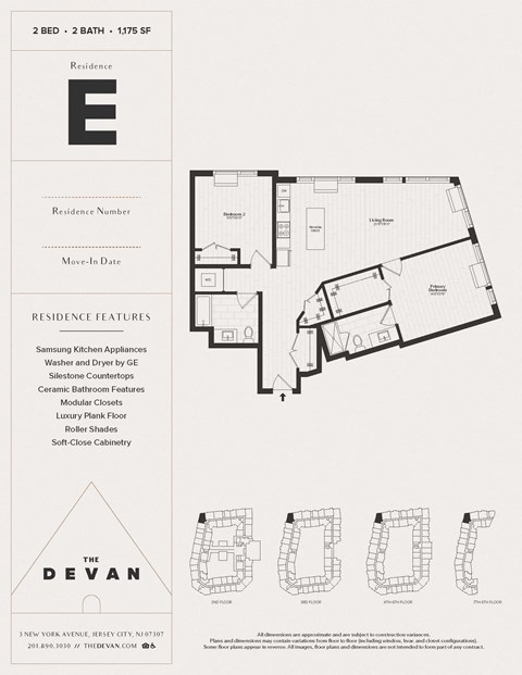 Floor plan for 2 beds, 2 baths, 1175 sqft