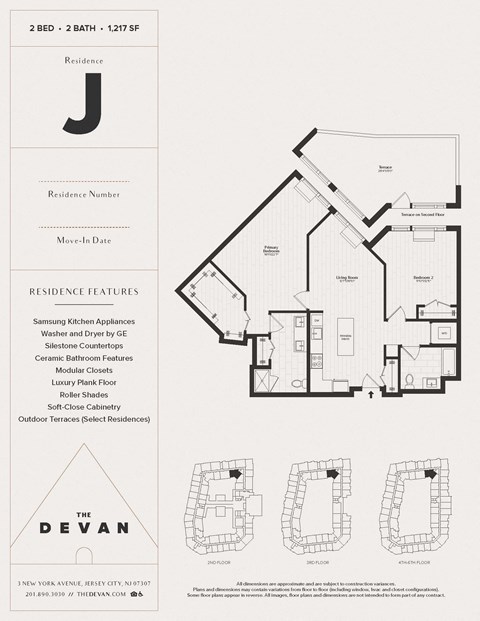 Floor plan for 2 beds, 2 baths, 1217 sqft