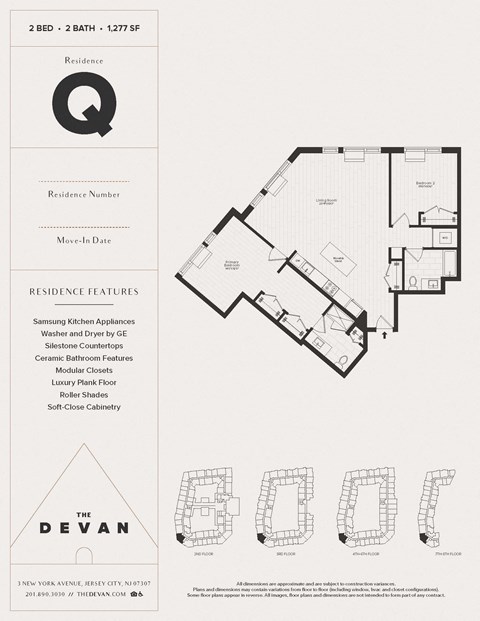 Floor plan for 1 bed, 1 bath, 789 sqft