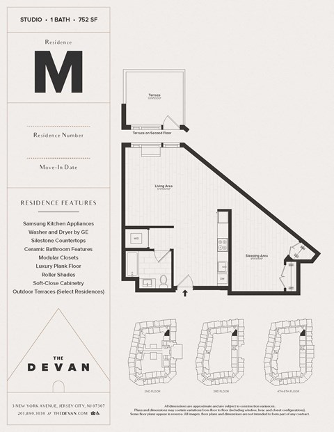 Floor plan for studio, 1 bath, 752 sqft